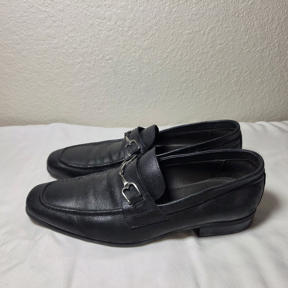 Bruno Magli Mamante Black Leather Bit Loafers Mens 10 M Made in Italy BM600352